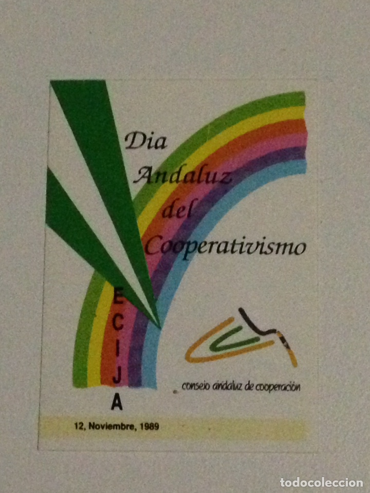 Autocollants de collection: Mini pegatina,dia Andaluz del cooperativismo-Ecija,12/noviembre/1.989.