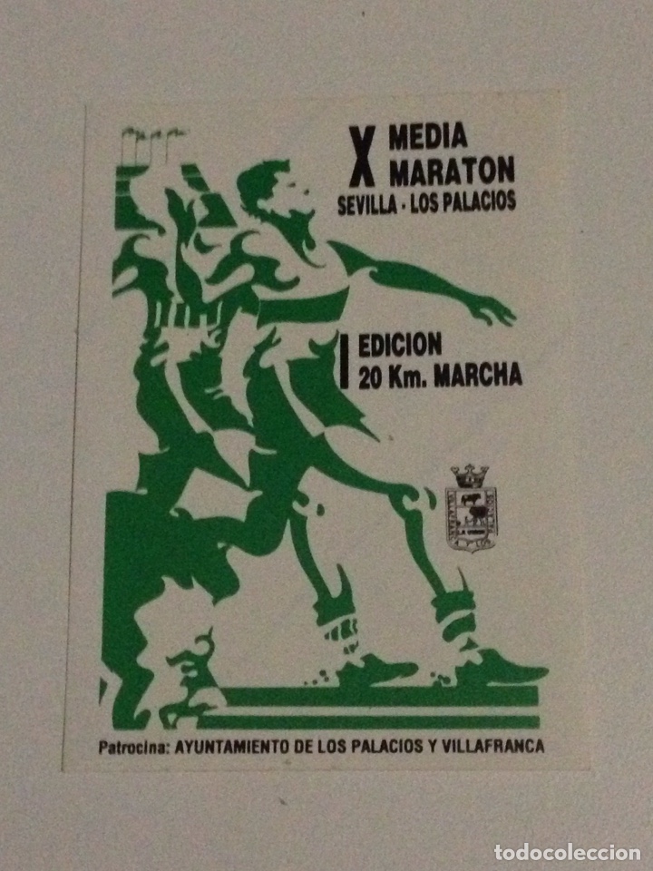 Autocolantes de cole&ccedil;&atilde;o: Pegatina Antigua,X media maraton Sevilla-Los Palacios,Edicion 20 km. Marcha.