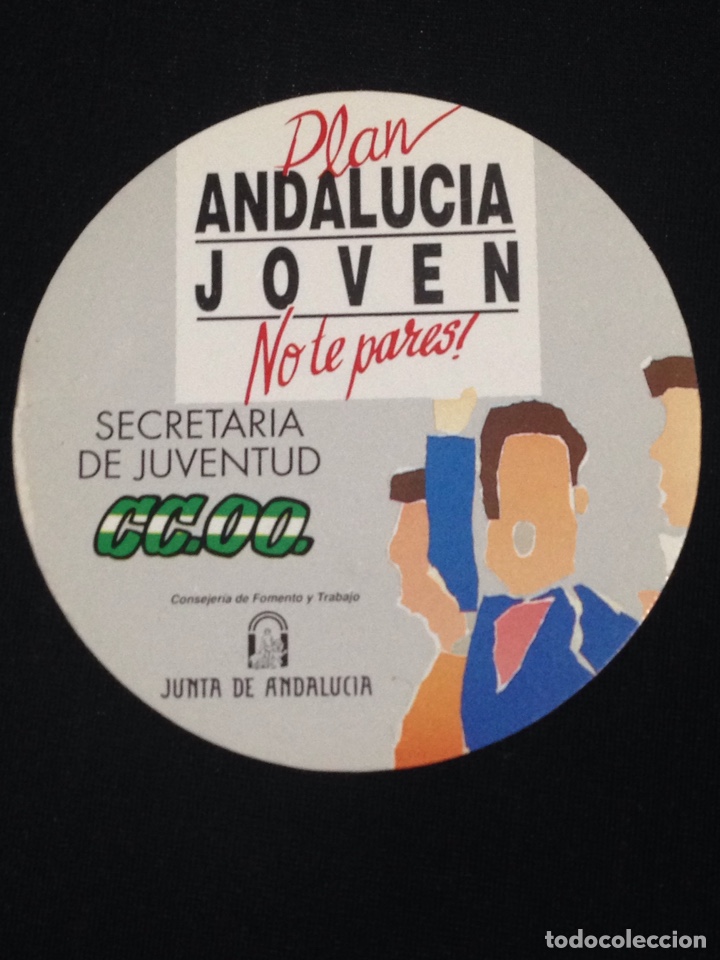 Pegatinas de colecci&oacute;n: Plan,no te pares!,Andalucia joven,secretaria de juventud-CC.OO.,pegatina antigua.