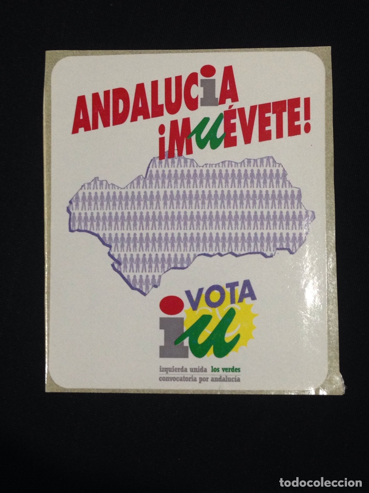 Autocolantes de cole&ccedil;&atilde;o: Andalucia Muevete,Vota IU. Los Verdes,convocatoria por Andalucia.pegatina antigua.