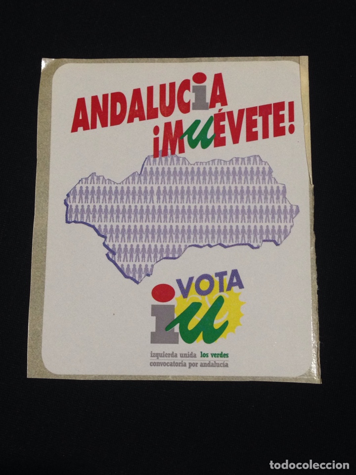 Pegatinas de colecci&oacute;n: Andalucia Muevete,Vota IU. Los Verdes,convocatoria por Andalucia.pegatina antigua.1