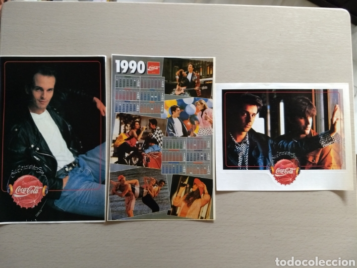 Pegatinas de colecci&oacute;n: Lote de 3 pegatinas de CocaCola en concierto. Miguel Bos&eacute;. Duncan Dhu. Calendario 1990