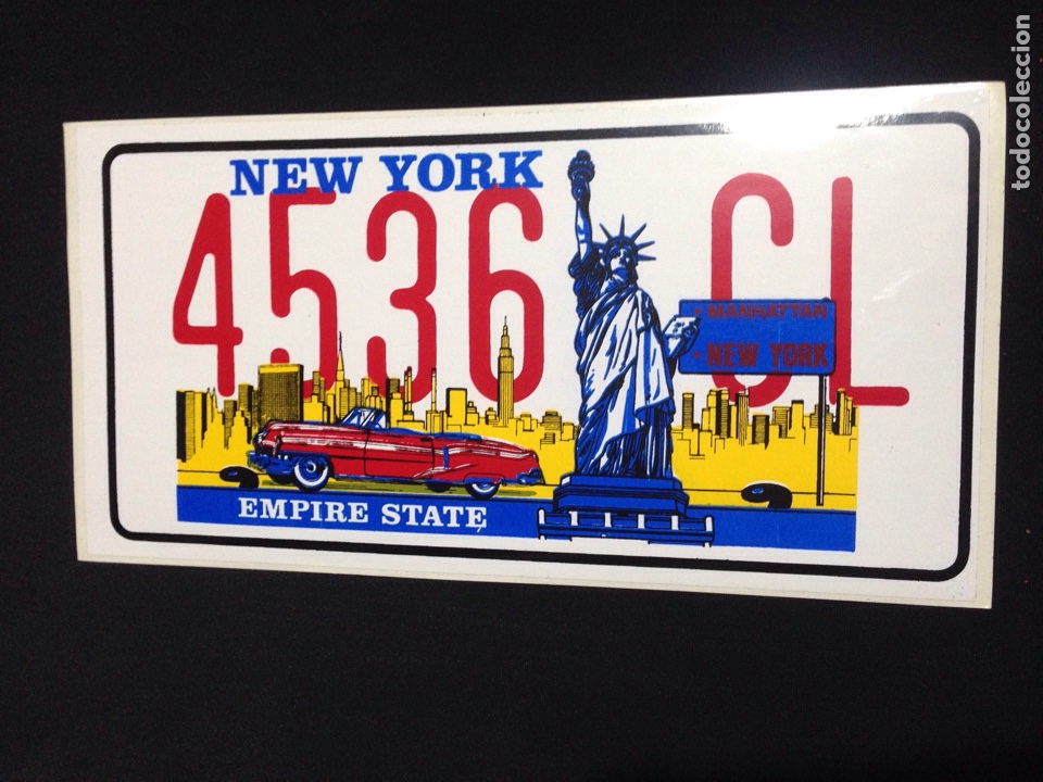 Autocolantes de cole&ccedil;&atilde;o: Pegata antigua-Matricula-New York-Empire State.