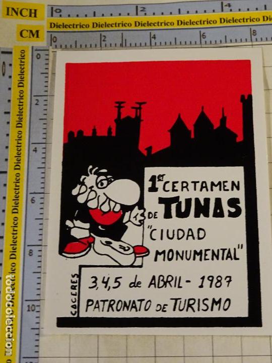 Autocollants de collection: PEGATINA DE COLEGIOS UNIVERSIDADES. TUNOS TUNA UNIVERSITARIA. CERTAMEN CACERES 1987