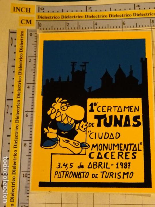Adesivi di collezione: PEGATINA DE COLEGIOS UNIVERSIDADES. TUNOS TUNA UNIVERSITARIA. CERTAMEN CACERES 1987