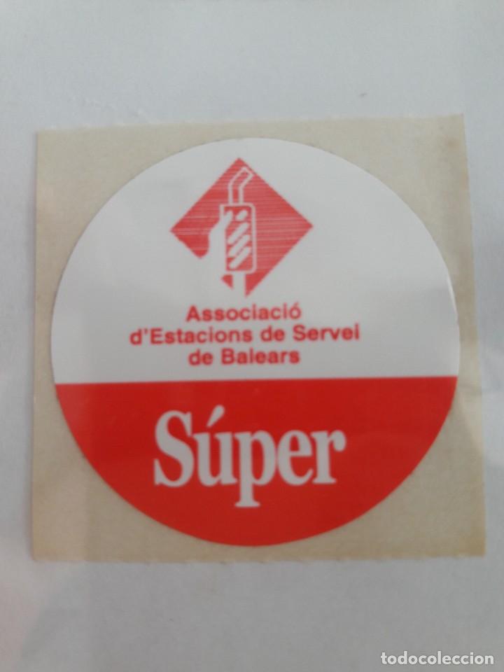 Pegatinas de colecci&oacute;n: pegatina de publicidad gasolina super, asociaci&oacute;n de estaciones de servicio de Baleares.