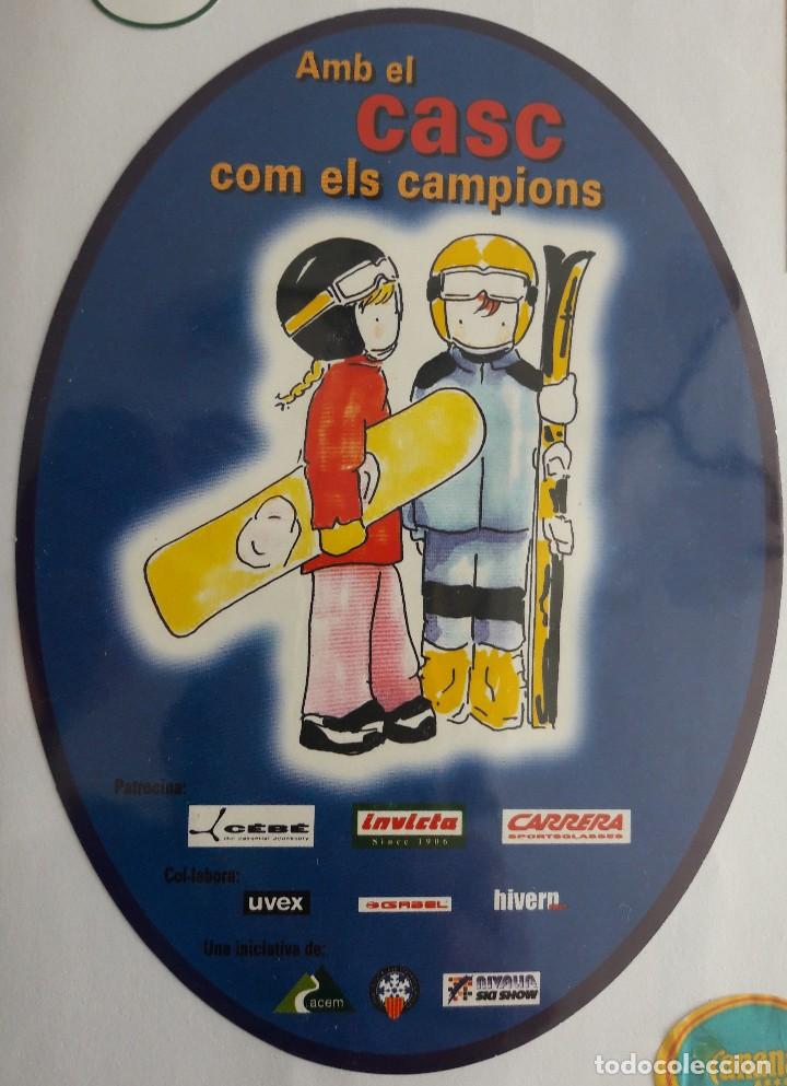 Pegatinas de colecci&oacute;n: pegatina de publicidad esquia amb el casc com els campions.