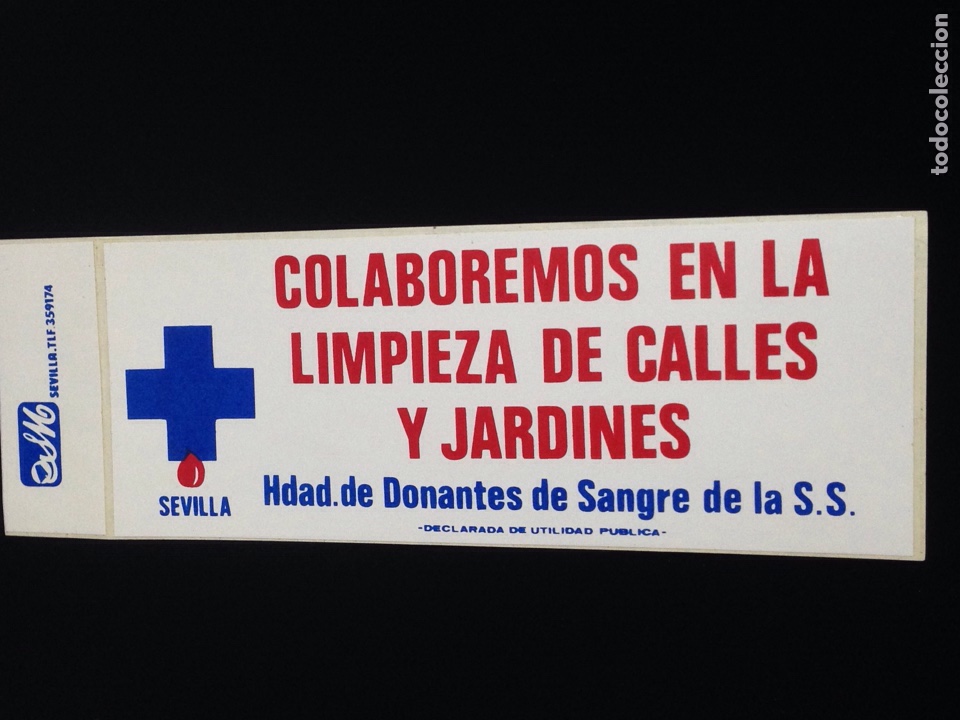 Adesivi di collezione: Colaboremos en la limpieza de calles y jardines,Hdad. De donantes de sangre de la S.S.