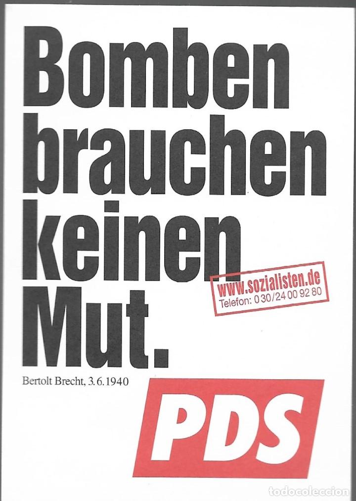 Pegatinas de colecci&oacute;n: PEGATINA POLITICA PDS -  BOMBEN BRAUCHEN KEINEN MUT. MEDIDAS: 7,5 X 10,5 CM.