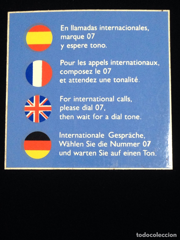 Adesivi di collezione: En llamadas internacionales,marque 7 y espere tono.