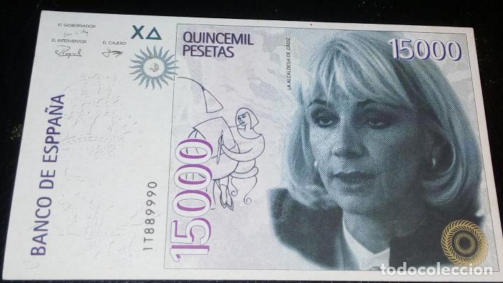 Pegatinas de colecci&oacute;n: PEGATINA BILLETE DE QUINCE MIL PESETAS CON TE&Oacute;FILA MART&Iacute;NEZ