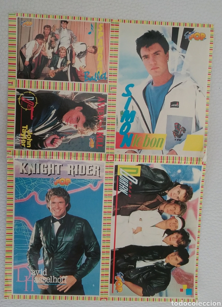 Pegatinas de colecci&oacute;n: PEGATINAS ADHESIVAS de la revista SUPER POP ,,Simon Lebon,, ,,Duran Duran,, ,,David Hasselhoff,,...