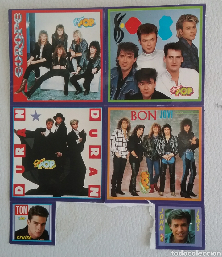 Pegatinas de colecci&oacute;n: PEGATINAS ADHESIVAS de la revista SUPER POP ,,Europe,, ,,Duran Duran,, ,,Bon Jovi,, ,,John James,, .