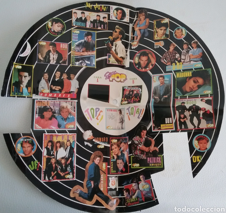 Pegatinas de colecci&oacute;n: Disco de PEGATINAS ADHESIVAS de la revista SUPER POP ,,Bananarama,, ,,Limahl,, ,,Estefan&iacute;a,, ,,Stin