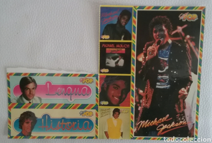 Sammlung von Aufklebern: PEGATINAS ADHESIVAS de la revista SUPER POP ,,Michael Jackson,, ,,Lengua,, ,,Historia,, ...........