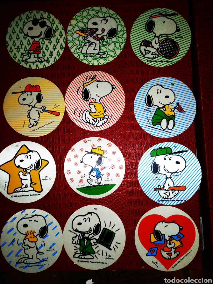 Pegatinas de colecci&oacute;n: LOTE PEGATINAS SNOOPY VINTAGE ANTIGUAS REDONDAS