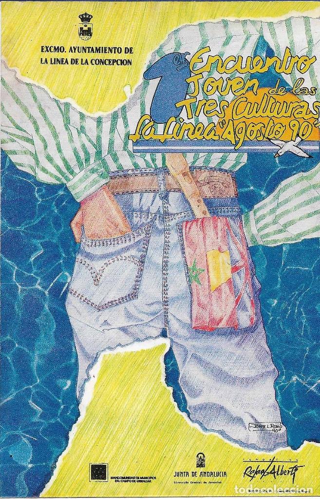 Pegatinas de colecci&oacute;n: ENCUENTRO JOVEN DE LAS TRES CULTURAS, LA L&Iacute;NEA 1990