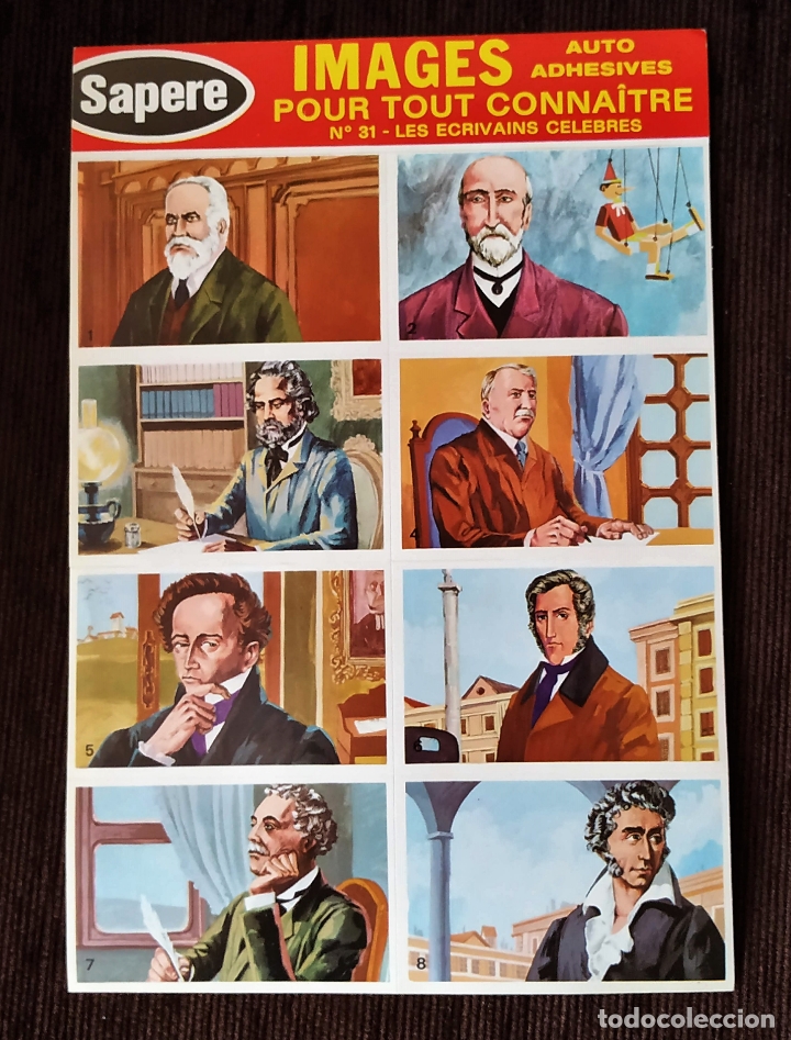 Pegatinas de colecci&oacute;n: Rara L&aacute;mina de Pegatinas SAPERE - ESCRITORES C&Eacute;LEBRES - A estrenar.