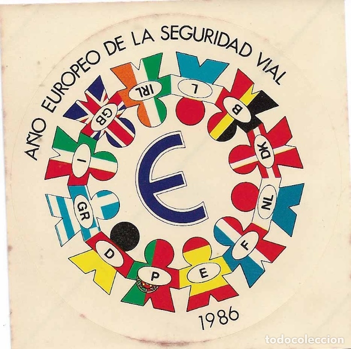 Pegatinas de colecci&oacute;n: A&Ntilde;O EUROEO DE LA SEGURIDAD VIAL. 1986