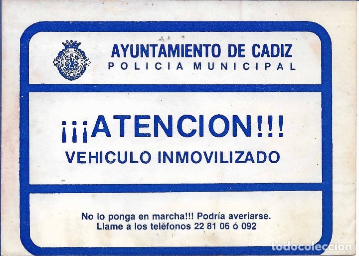 Pegatinas de colecci&oacute;n: POLIC&Iacute;A MUNICIPAL C&Aacute;DIZ A&Ntilde;OS 80