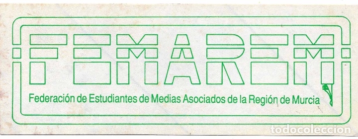 Pegatinas de colecci&oacute;n: FEDERACION DE ESTUDIANTES DE MEDIA DE LA REGI&Oacute;N DE MURCIA, A&Ntilde;OS 80