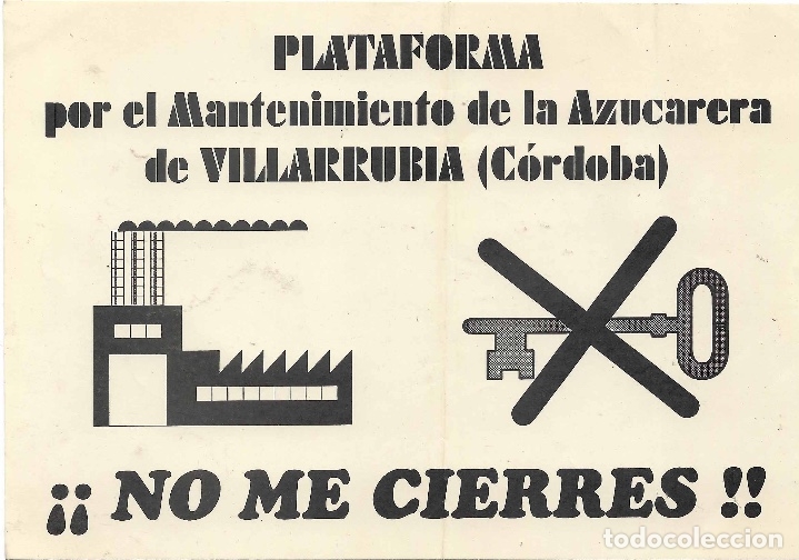 Pegatinas de colecci&oacute;n: PLATAFORMA PRO AZUCARERA DE VILLARRUBIA, A&Ntilde;OS 90, GRANDE