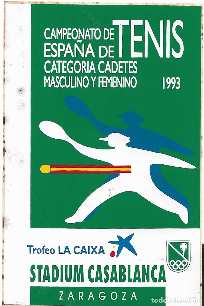 Autocolantes de cole&ccedil;&atilde;o: CAMPEONATO DE ESPA&Ntilde;A DE TENIS, ZARAGOZA 1993