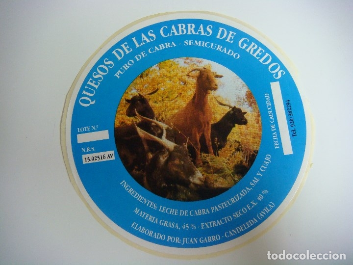 Pegatinas de colecci&oacute;n: PEGATINA QUESOS DE LAS CABRAS DE GREDOS N&ordm;.1
