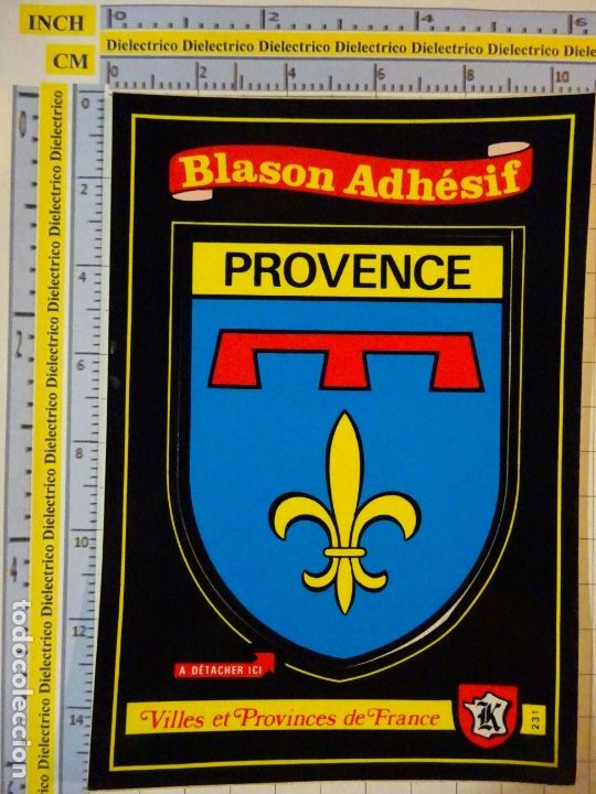 Collection stickers: PEGATINA DE TURISMO, BANDERAS, HER&Aacute;LDICA.. POSTAL ESCUDO HER&Aacute;LDICO DE LA PROVENZA, FRANCIA. 19