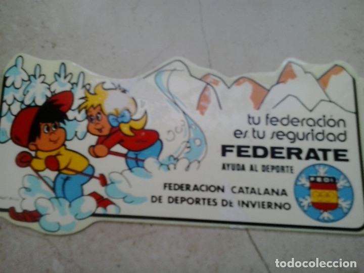 Pegatinas de colecci&oacute;n: PEGATINA ADHESIVO FEDERACION CATALANA DE DEPORTES DE INVIERNO ESQUI A&Ntilde;OS SETENTA ESPA&Ntilde;OLA