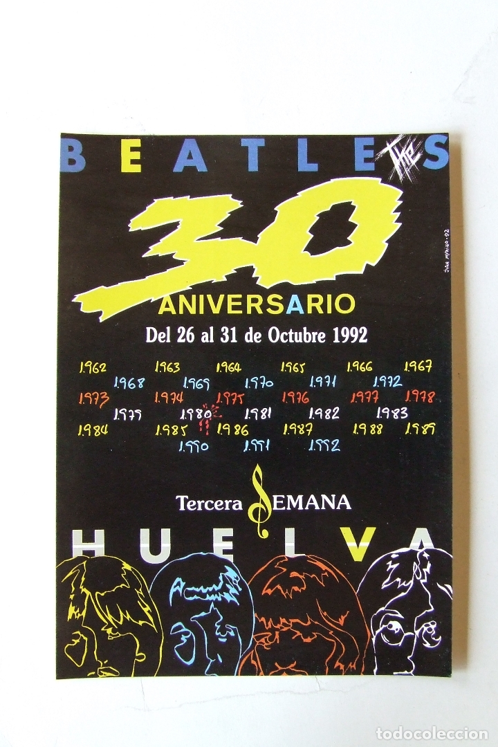 Pegatinas de colecci&oacute;n: PEGATINA TERCERA SEMANA BEATLES DE HUELVA 1992