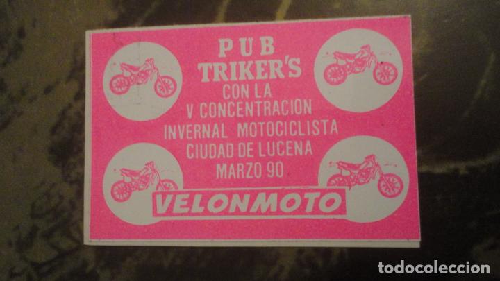 Pegatinas de colecci&oacute;n: ANTIGUA PEGATINA.V CONCENTRACION MOTOCICLISTA CIUDAD LUCENA 1990. PUB TRIKER'S VELONMOTO