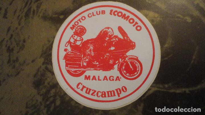 Pegatinas de colecci&oacute;n: ANTIGUA PEGATINA MOTO CLUB ECOMOTO. MALAGA. CERVEZA CRUZCAMPO