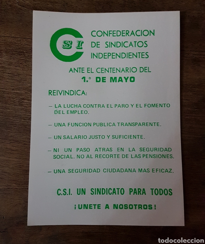 Pegatinas de colecci&oacute;n: Pegatina pol&iacute;tica CSI centenario 1 mayo a&ntilde;os 80 zxy