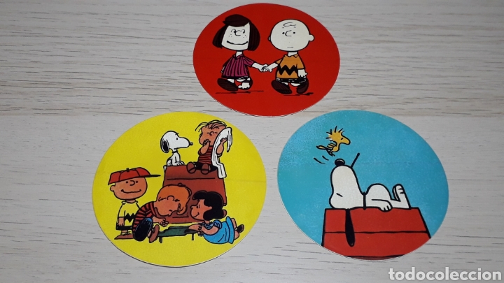 Pegatinas de colecci&oacute;n: 3 x Pegatina Adhesivo Snoopy, Editorial Grijalbo, original a&ntilde;os 80. Sin pegar