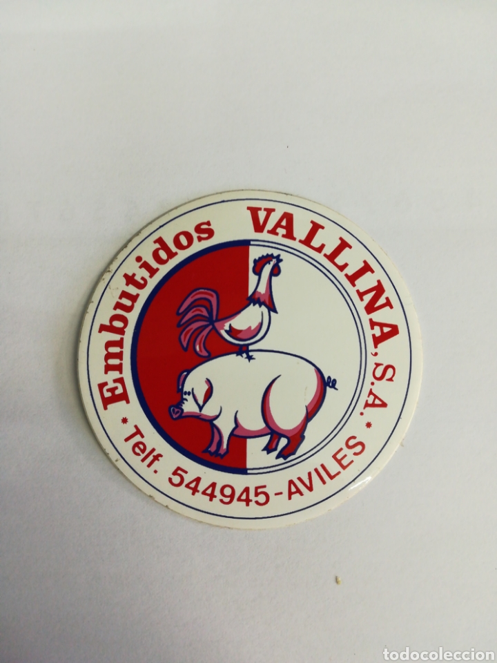 Pegatinas de colecci&oacute;n: Pegatina Embutidos Vallina, Avil&eacute;s. Tama&ntilde;o 62mm
