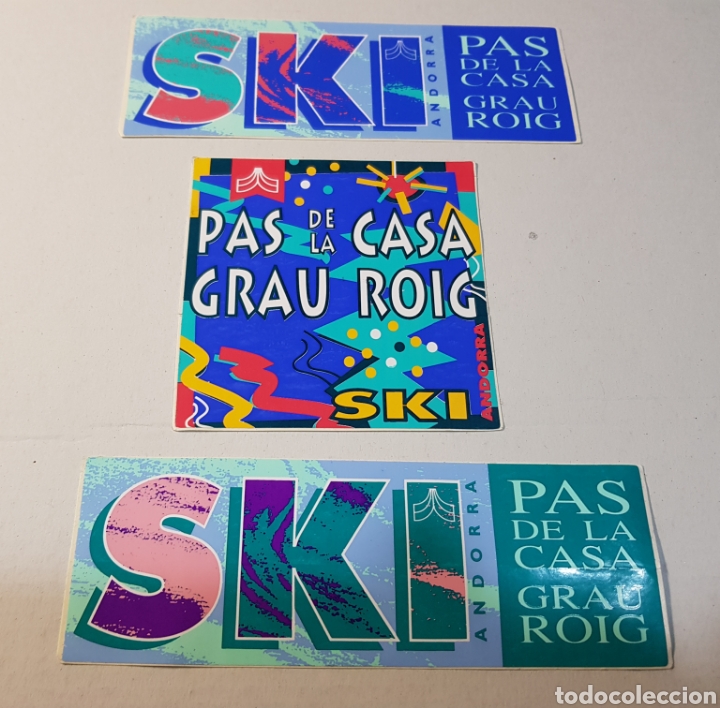 Pegatinas de colecci&oacute;n: PEGATINAS ESQUI PAS DE LA CASA GRAU ROIG ANDORRA A&Ntilde;OS 90