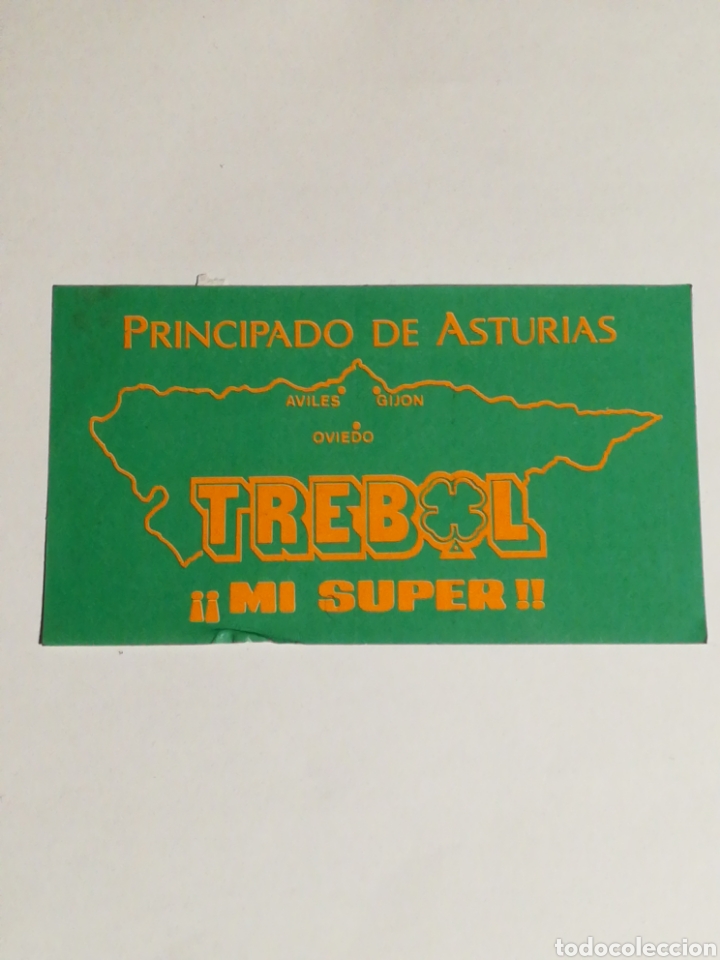 Adesivi di collezione: Pegatina Trebol supermercado Gij&oacute;n Asturias. Tama&ntilde;o 105x60mm. A&ntilde;os 80