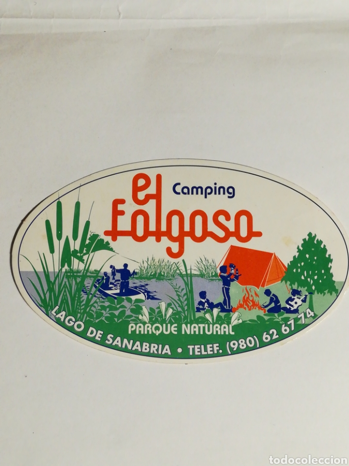 Adesivi di collezione: Pegatina Camping El Folgoso. Lago Sanabria. Tama&ntilde;o 125x75mm