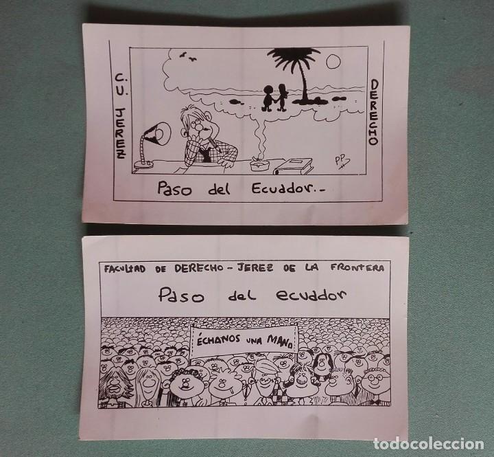 Pegatinas de colecci&oacute;n: 2 pegatinas Jerez Facultad de Derecho 1980 paso del Ecuador