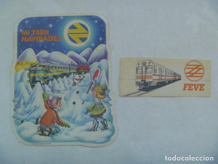 Autocolantes de cole&ccedil;&atilde;o: LOTE DE 2 PEGATINAS PUBLICITARIAS DE RENFE , TRENES FEVE , A&Ntilde;OS 80