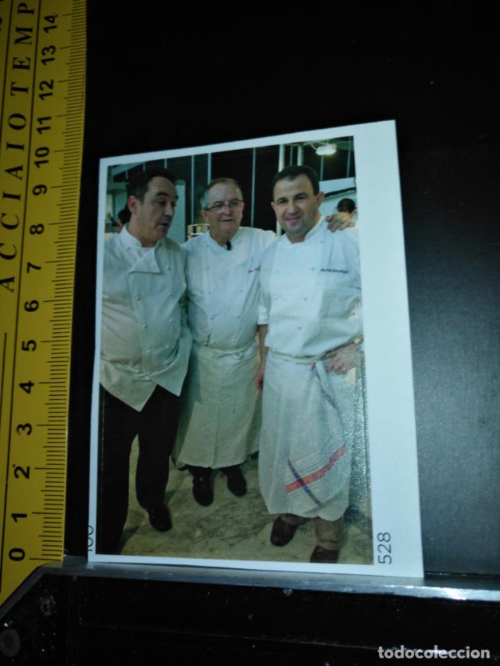 Pegatinas de colecci&oacute;n: PEGATINA CROMO ADHESIVO REF: 528 cocineros ferran adria, jose mari arzak y martin berasategui