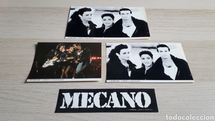 Pegatinas de colecci&oacute;n: 4 x Pegatina Adhesivo grupo musical *MECANO* producto oficial Senfort Mongat-Barcelona, 1990.