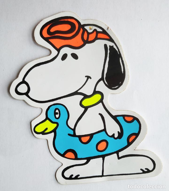 Pegatinas de colecci&oacute;n: ANTIGUA PEGATINA SNOOPY , PLAYA , PISCINA , CON FLOTADOR NARANJA , A&Ntilde;OS 80 SIN PEGAR 11,5 CMS