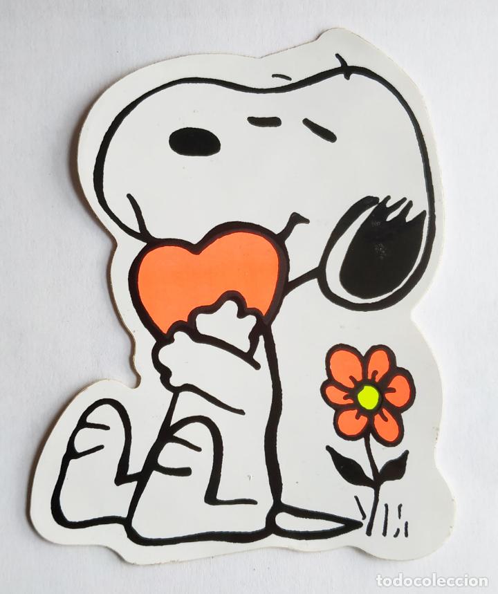 Pegatinas de colecci&oacute;n: ANTIGUA PEGATINA SNOOPY CORAZON Y FLOR NARANJA , A&Ntilde;OS 80 SIN PEGAR 11 CMS