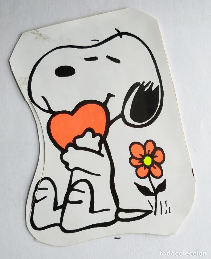 Pegatinas de colecci&oacute;n: ANTIGUA PEGATINA SNOOPY CORAZON Y FLOR NARANJA , A&Ntilde;OS 80 SIN PEGAR 11 CMS