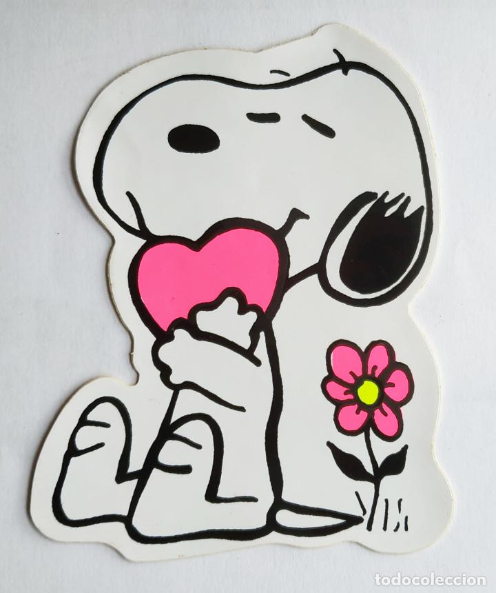 Pegatinas de colecci&oacute;n: ANTIGUA PEGATINA SNOOPY CORAZON Y FLOR ROSA , A&Ntilde;OS 80 SIN PEGAR 11 CMS