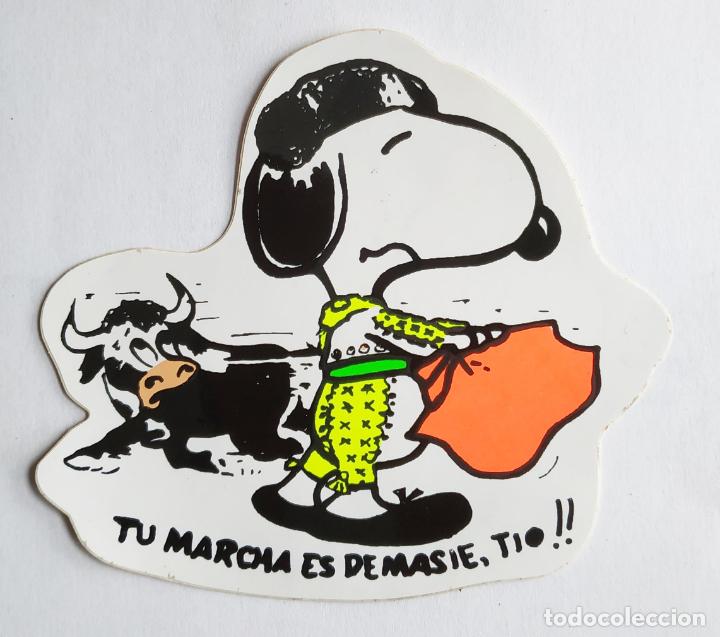 Pegatinas de colecci&oacute;n: ANTIGUA PEGATINA SNOOPY TORERO CON CAPOTE NARANJA , A&Ntilde;OS 80 SIN PEGAR 9 CMS