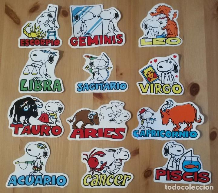 Pegatinas de colecci&oacute;n: LOTE 12 ANTIGUAS PEGATINAS SNOOPY TODOS LOS HOROSCOPOS, A&Ntilde;OS 80 SIN PEGAR 12 CMS