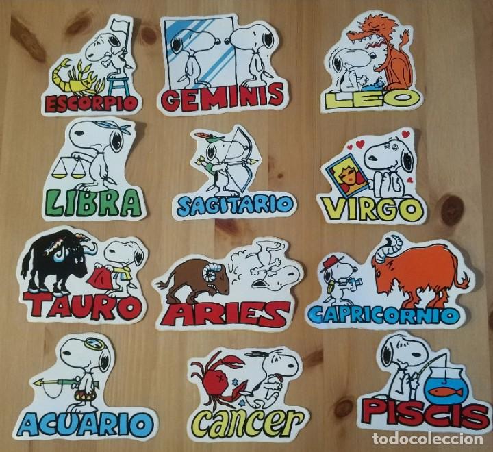 Pegatinas de colecci&oacute;n: LOTE 12 ANTIGUAS PEGATINAS SNOOPY TODOS LOS HOROSCOPOS, A&Ntilde;OS 80 SIN PEGAR 12 CMS